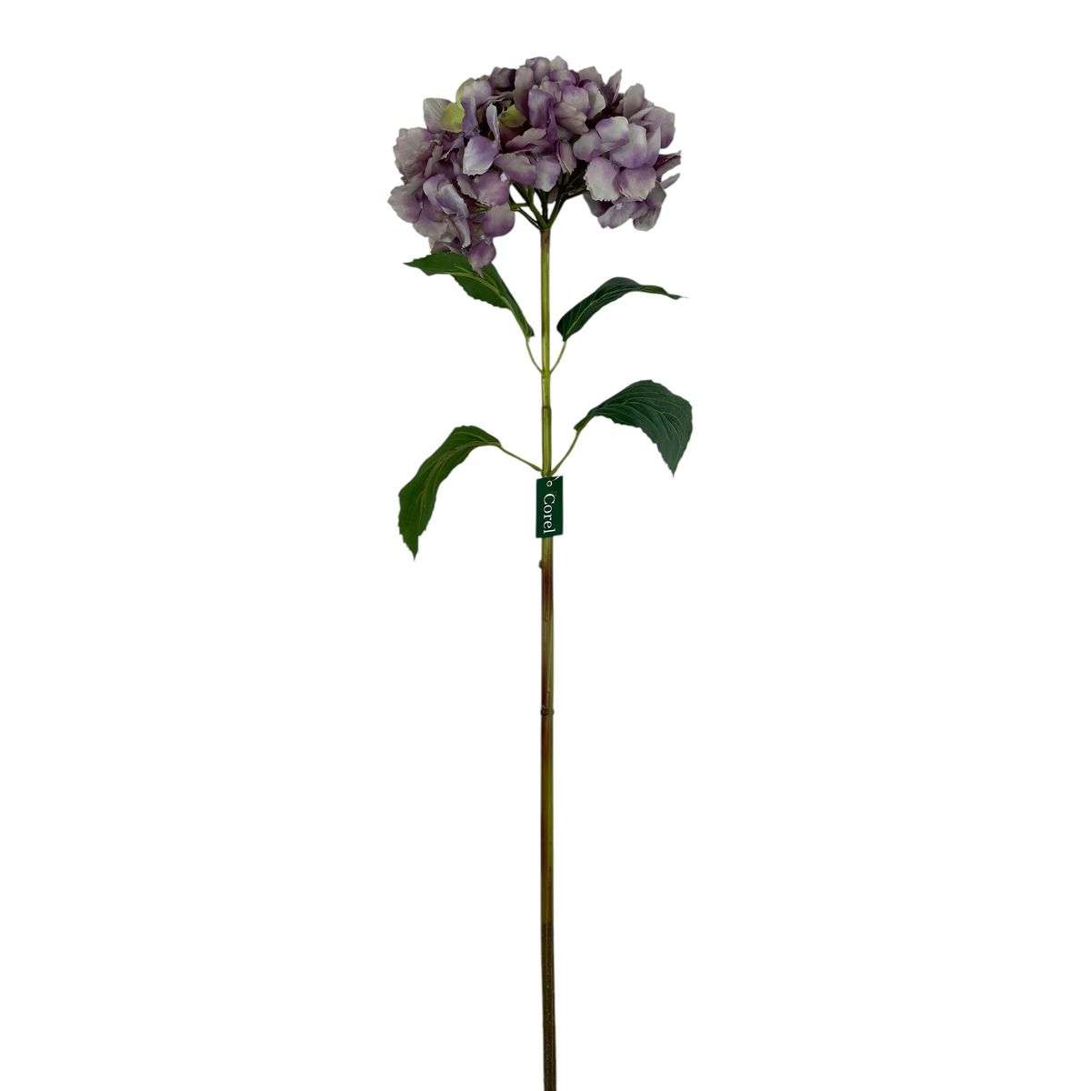 COREL - Hortensia Lila con Hojas de 82cm Artificial - Estilo Natural para Interiores y Vitrinas