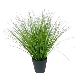 COREL - Pasto Cebra Gris Con Macetero 48cm Artificial - Estilo Natural para Interiores y Vitrinas