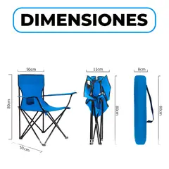 GENERICO - Silla Plegable Playa Exterior Camping Portátil 50x50x80 Cm Colores