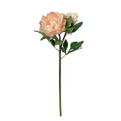 COREL - Peonia Crema/Rosa Con Botón 54cm Artificial - Estilo Natural para Interiores y Vitrinas
