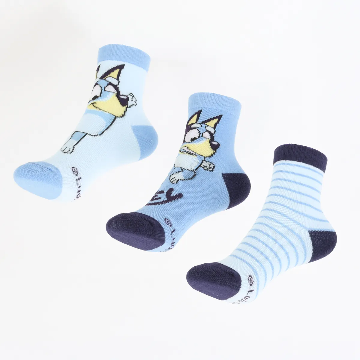 BLUEY - Tripack Calcetines Niño Celeste Rayas Bluey
