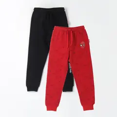 MARVEL - Bipack Pantalón de Buzo Niño Spiderman Negro