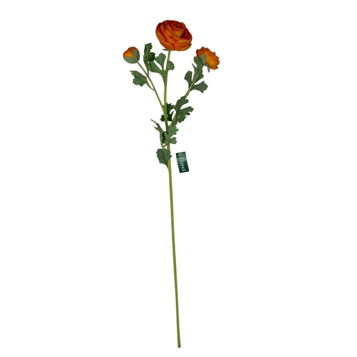 COREL - Renúnculo Naranjo 73cm Artificial - Estilo Natural para Interiores y Vitrinas