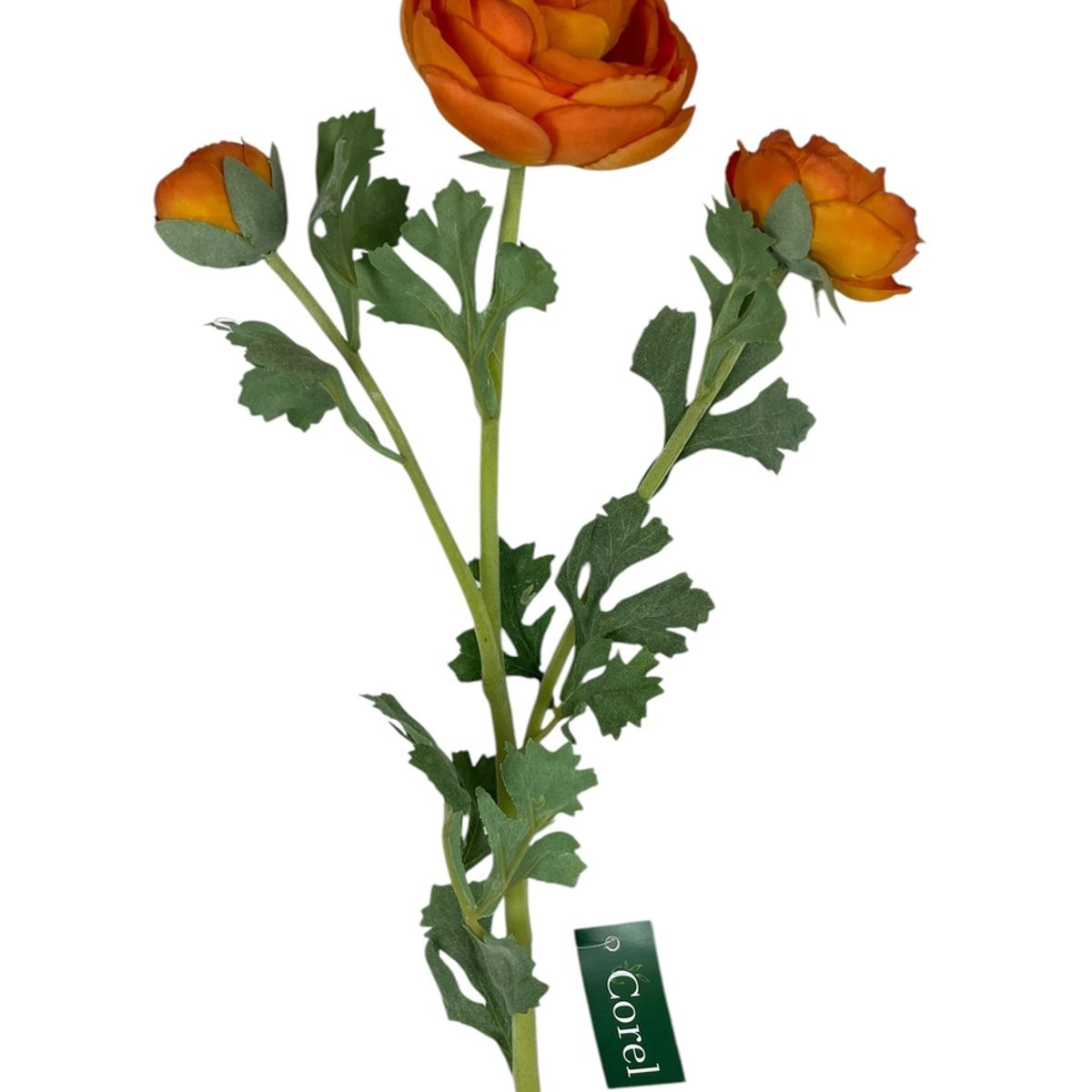 COREL - Renúnculo Naranjo 73cm Artificial - Estilo Natural para Interiores y Vitrinas
