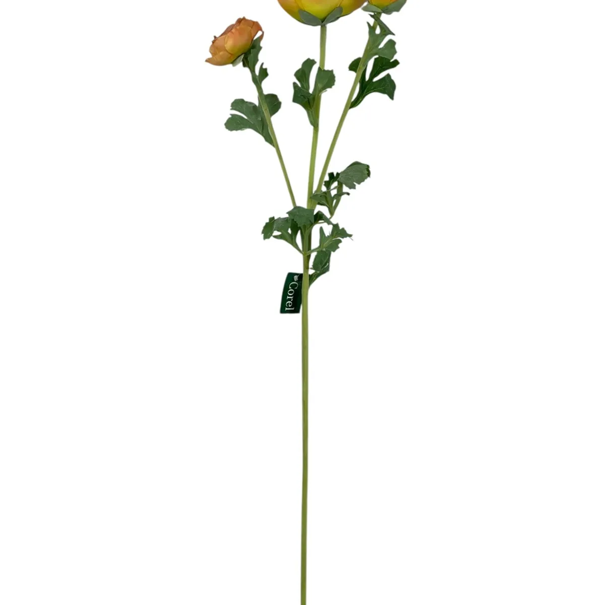 COREL - Renúnculo Naranjo Claro 73cm Artificial - Estilo Natural para Interiores y Vitrinas