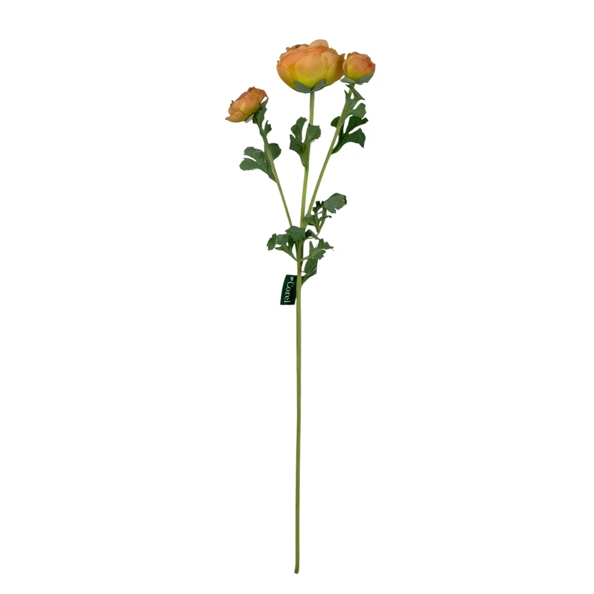 COREL - Renúnculo Naranjo Claro 73cm Artificial - Estilo Natural para Interiores y Vitrinas