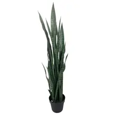 COREL - Sanseviera Verde de 112cm Artificial - Estilo Natural para Interiores y Vitrinas