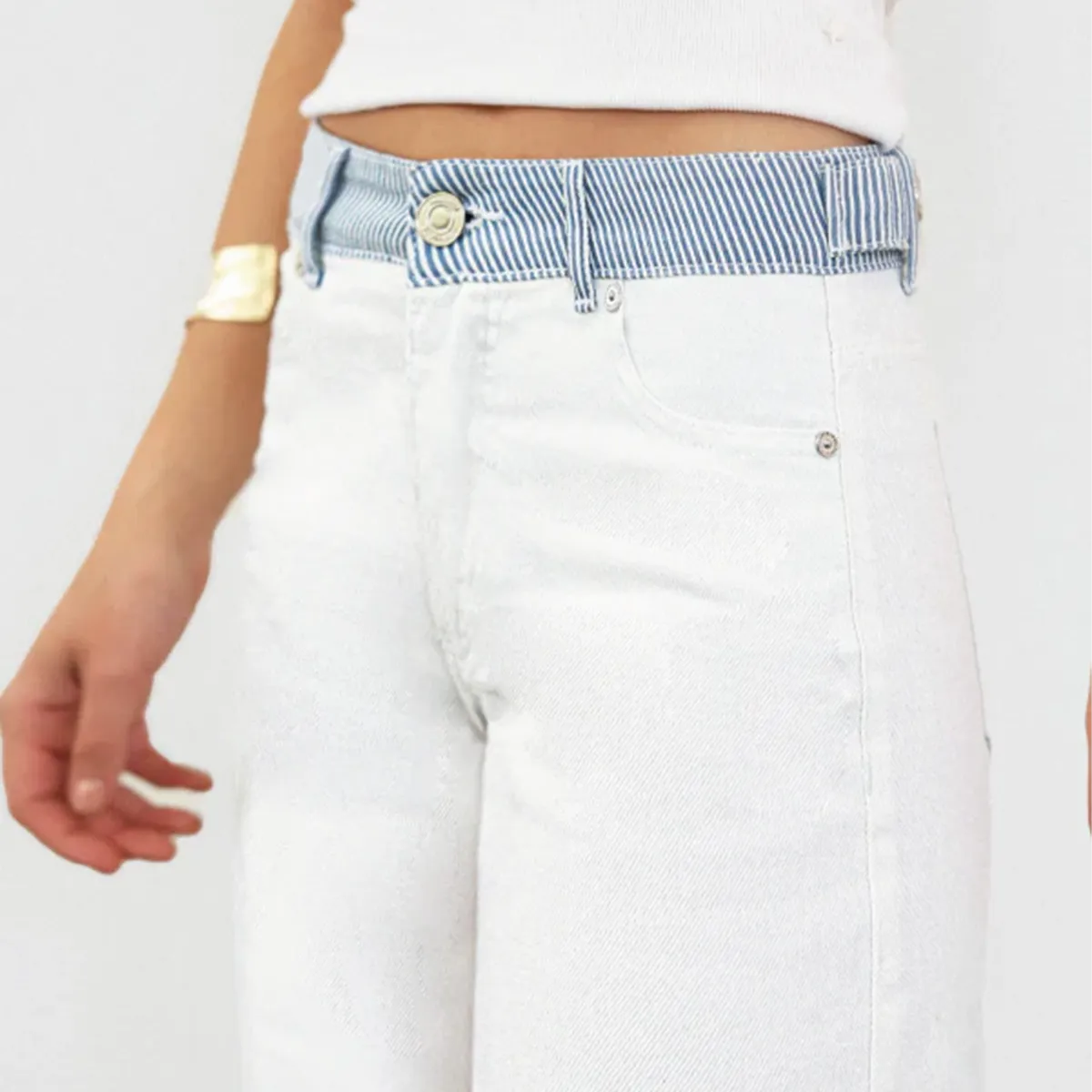 RAINDOOR - Pantalon Pretina Rayas Blanco