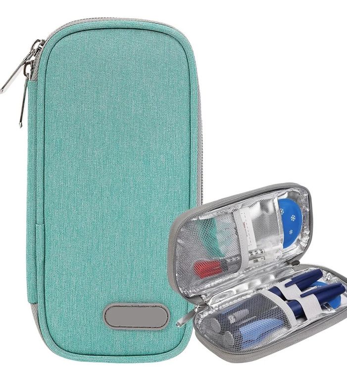 Bolso Estuche Cooler Porta Insulina Para Viaje Refrigerante Tela Verde