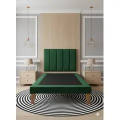 MUEBLES NEW - CAMA DE PLAZA LINEAL VERDE FELPA