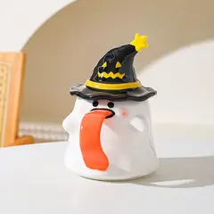 GENERICO - TAZA FANTASMA CALABAZA CON SOMBRERO NEGRO