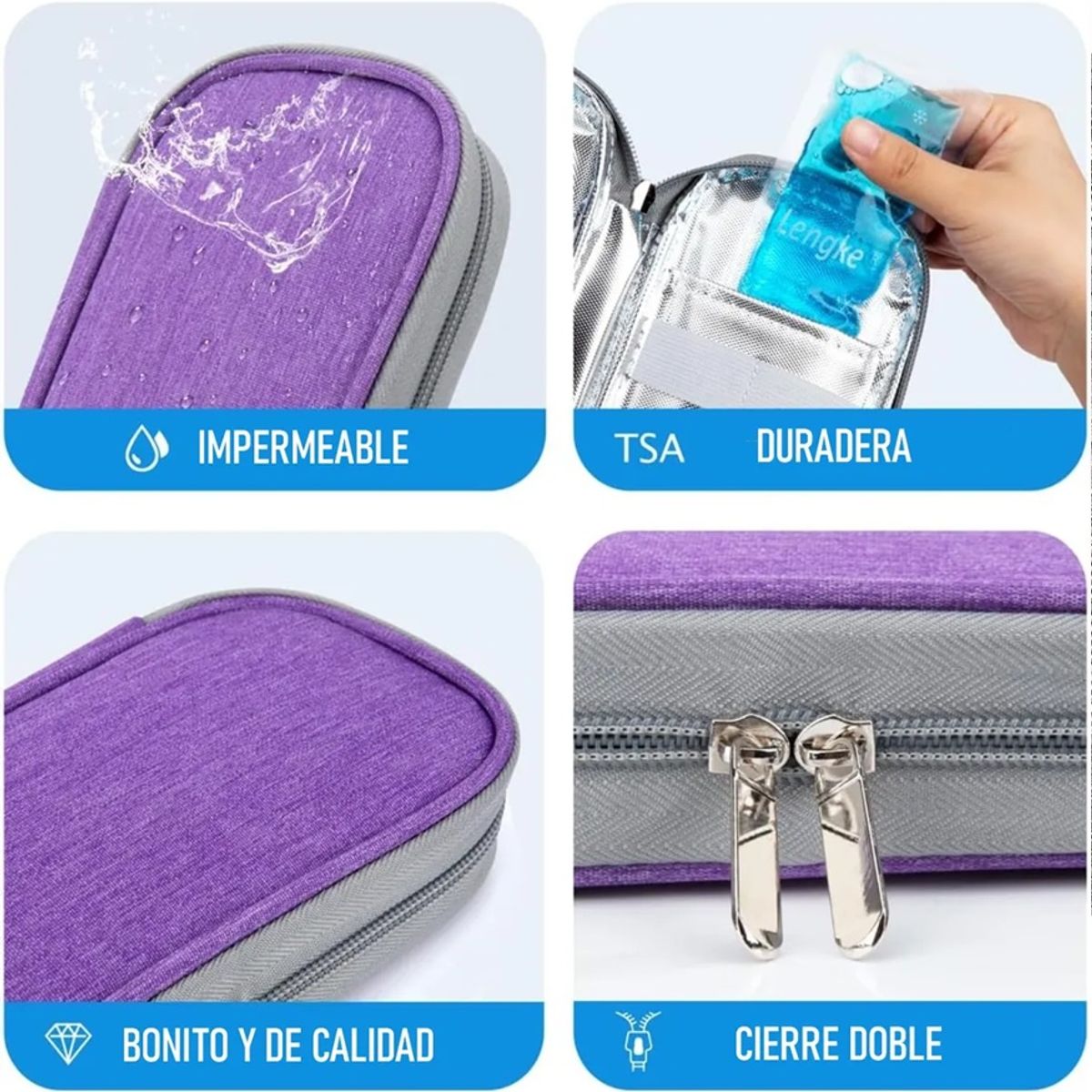 GENERICO - Bolso Estuche De Viaje Cooler Porta Insulina Diabéticos Oneder Tela Morado