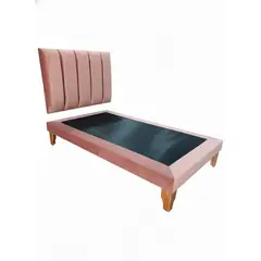 MUEBLES NEW - CAMA PLAZA Y MEDIA LINEAL PALO ROSA FELPA