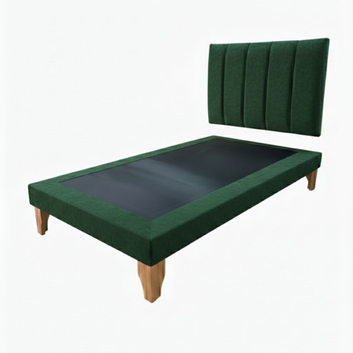 MUEBLES NEW - CAMA PLAZA Y MEDIA LINEAL VERDE FELPA