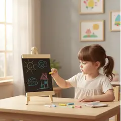 GENERICO - Pizarra negra con atril de madera 60x30 cm