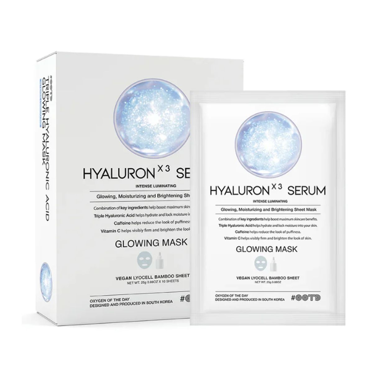 OOTD - Mascarilla Hidratante Iluminador Triple Hyaluron Acid Serum 10 Unidades OOTD
