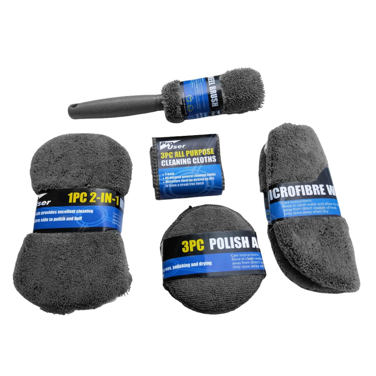 TECNOPALACE - Kit De Limpieza Premium Para Auto En Microfibra 9 Piezas