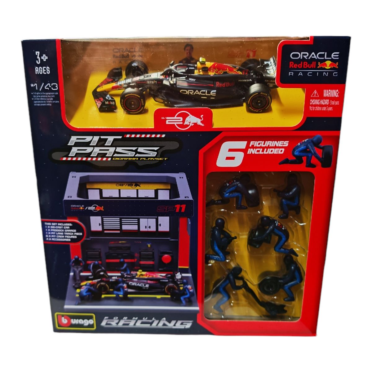 BBURAGO - Set Pit Stop RedBull Racing RB20 11 Checo Perez Caja Normal Burago 143