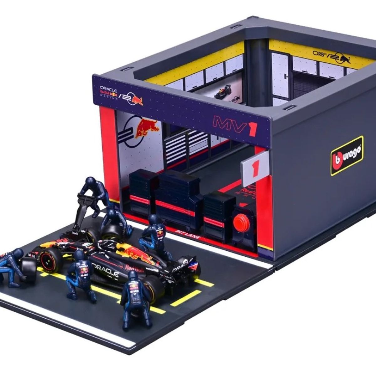 BBURAGO - Set Pit Stop RedBull Racing RB20 11 Checo Perez Caja Normal Burago 143