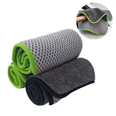 TECNOPALACE - Toalla De Microfibra Para Lavado Del Auto Premium - 40x40cm - Verde / Gris