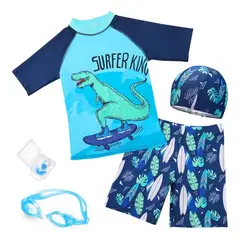 GENERICO - Set traje de baño de manga corta 9unds para niños talla 3XL