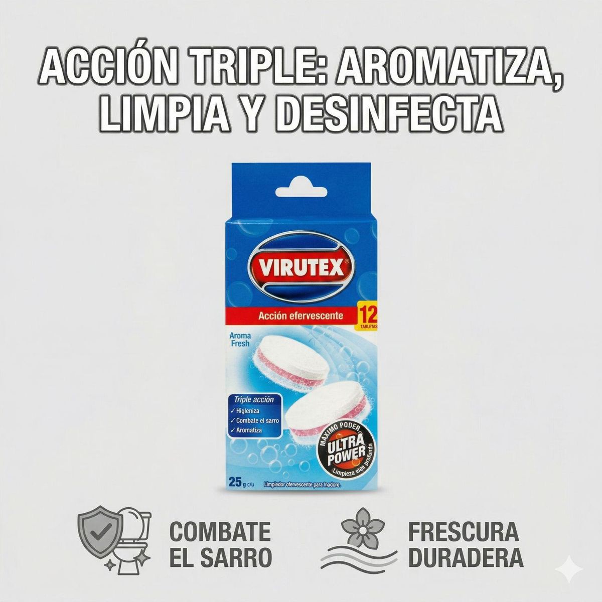VIRUTEX - Pastillas Inodoro Efervescentes Antisarro Virutex 12tabletas