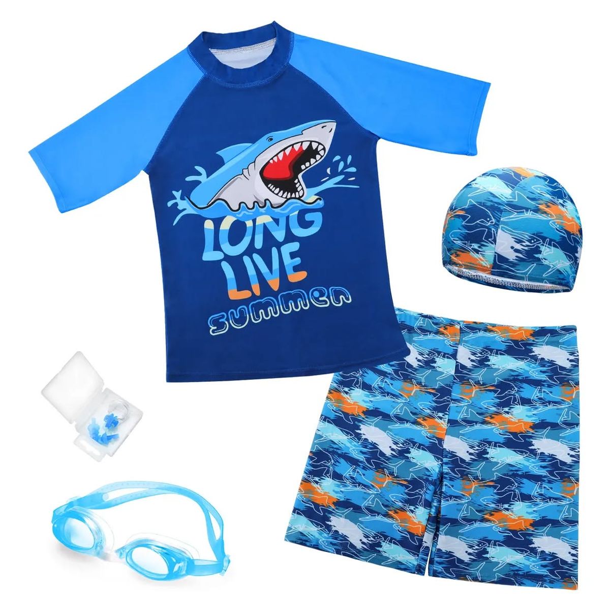 GENERICO - Set traje de baño de manga corta 9unds para niños talla 2XL
