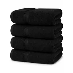 AZ AURAZEUS - Set De 4 Toallas De Baño 140x70 Cm Algodon 500gr Grandes Az Negro