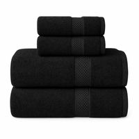 Set De 4 Toallas De Baño Algodon 500gr Cuerpo Mano Grande Az Negro