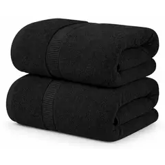 AZ AURAZEUS - Set De 2 Toallas De Baño 140x70 Cm Algodon 500gr Grandes Az Negro