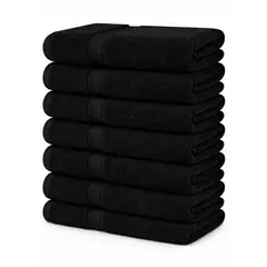 AZ AURAZEUS - Juego De 8 Toallas De Mano 70x40 Cm Algodon 500g Baño Set Az Negro