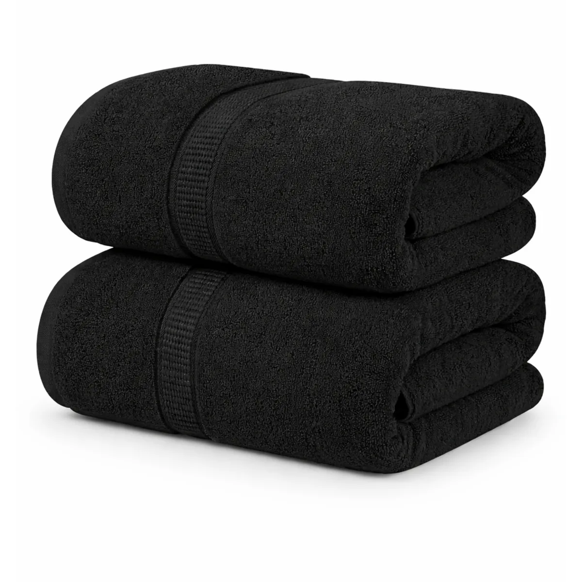 AZ AURAZEUS - Juego De 2 Toallas De Mano 70x40 Cm Algodon 500g Baño Set Az Negro