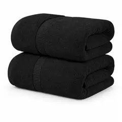 AZ AURAZEUS - Juego De 2 Toallas De Mano 70x40 Cm Algodon 500g Baño Set Az Negro