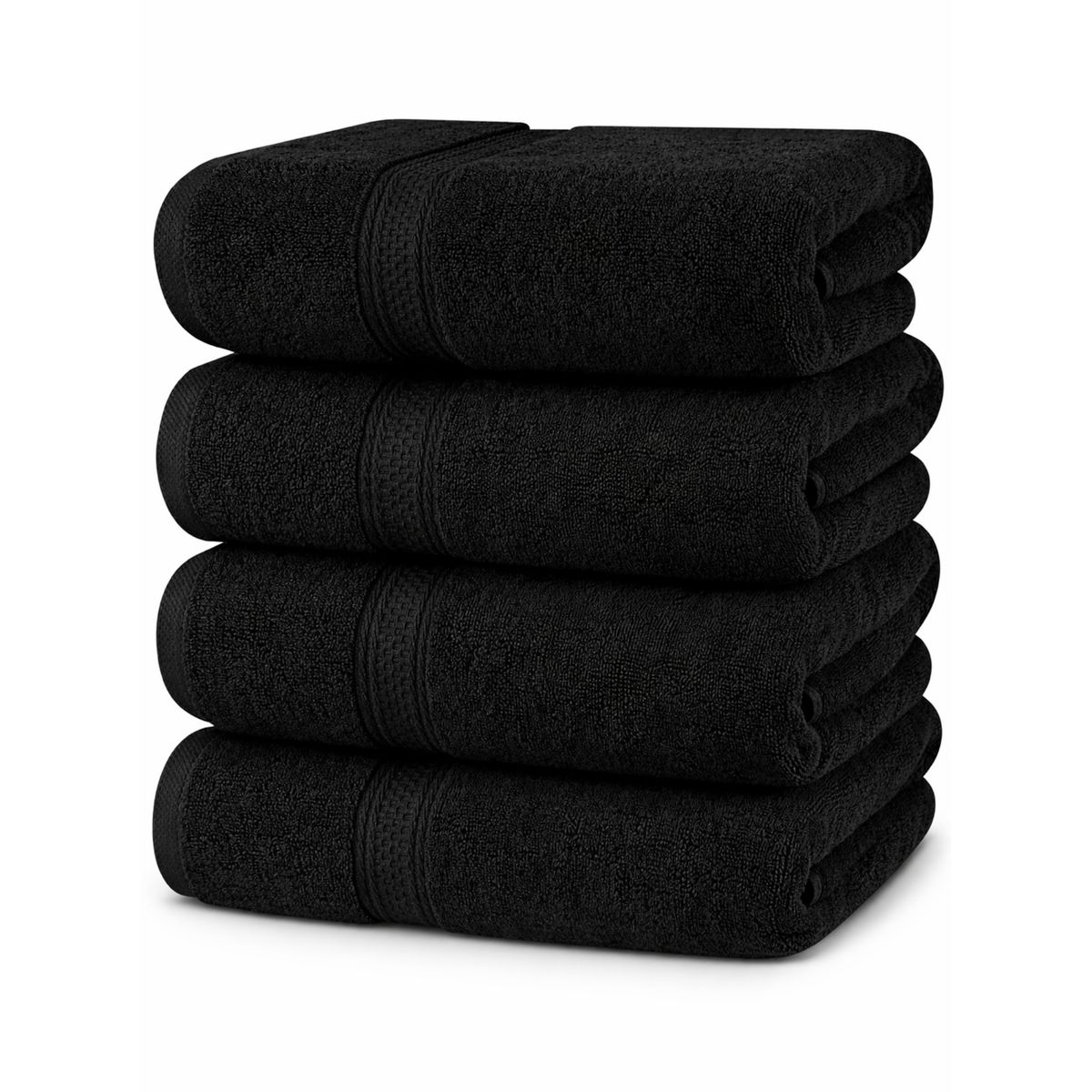 AZ AURAZEUS - Juego De 4 Toallas Faciales 32x32cm Algodon 500g Set Baño Az Negro