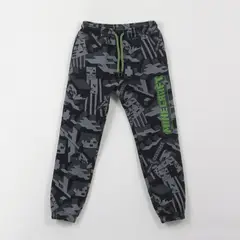 MINECRAFT - Pantalón de Buzo Niño Full Print Gris