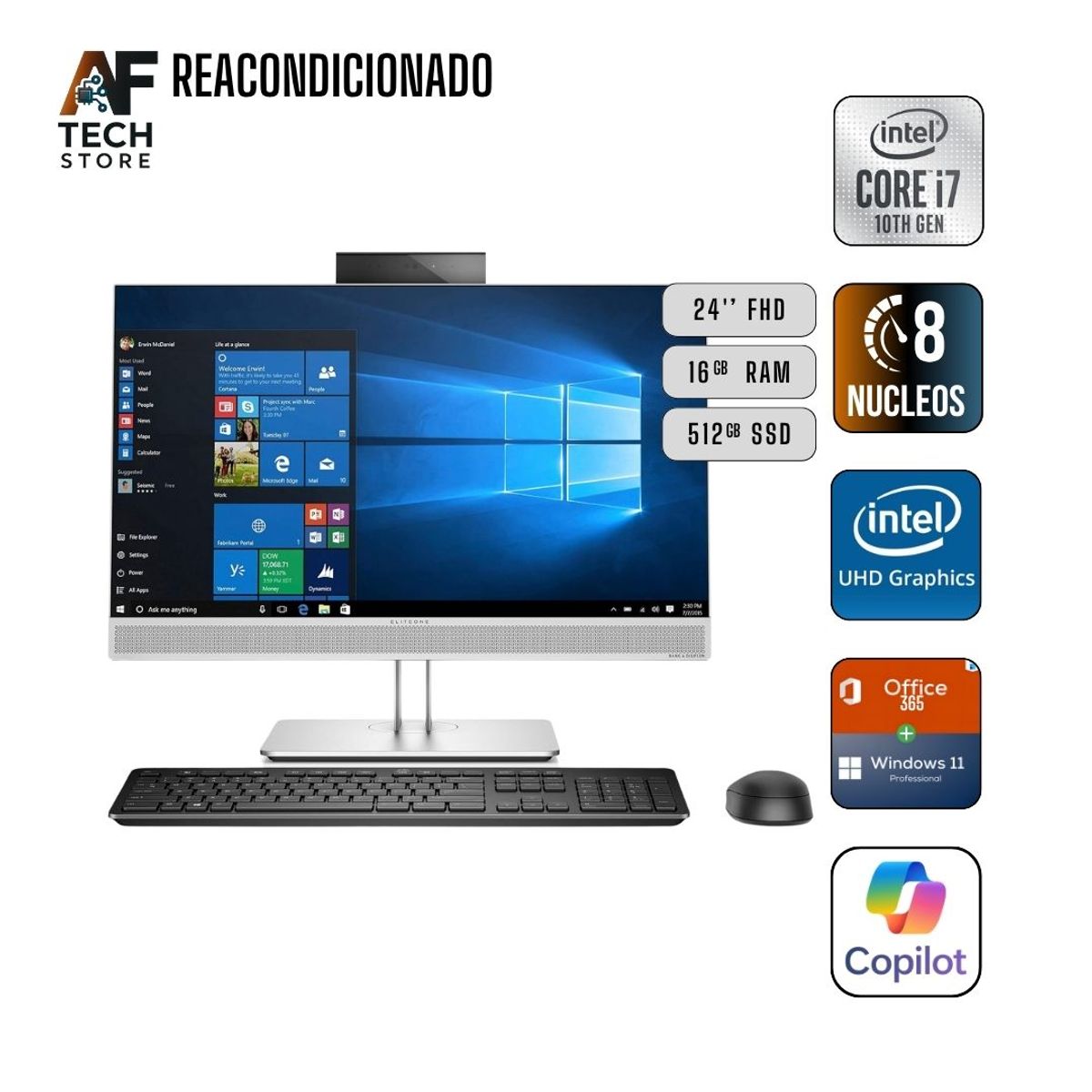 HP - AIO HP 400 G6 I7 10th 16GB 512GB - Win11+Office - Reacondicionado Profesional