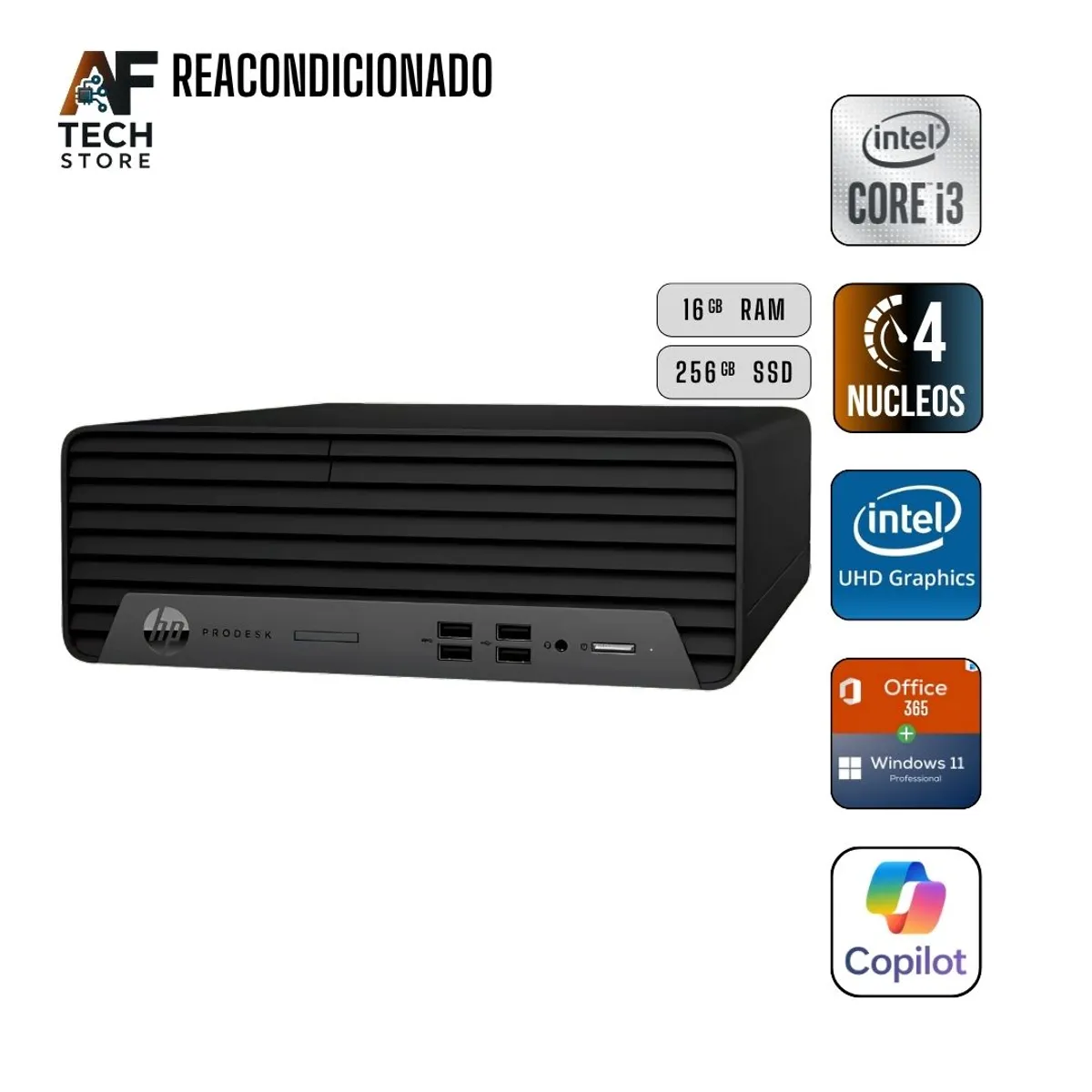 HP - Computador HP 800 G6 I3 10th 16GB 256GB - Win11+Office - Reacondicionado Profesional