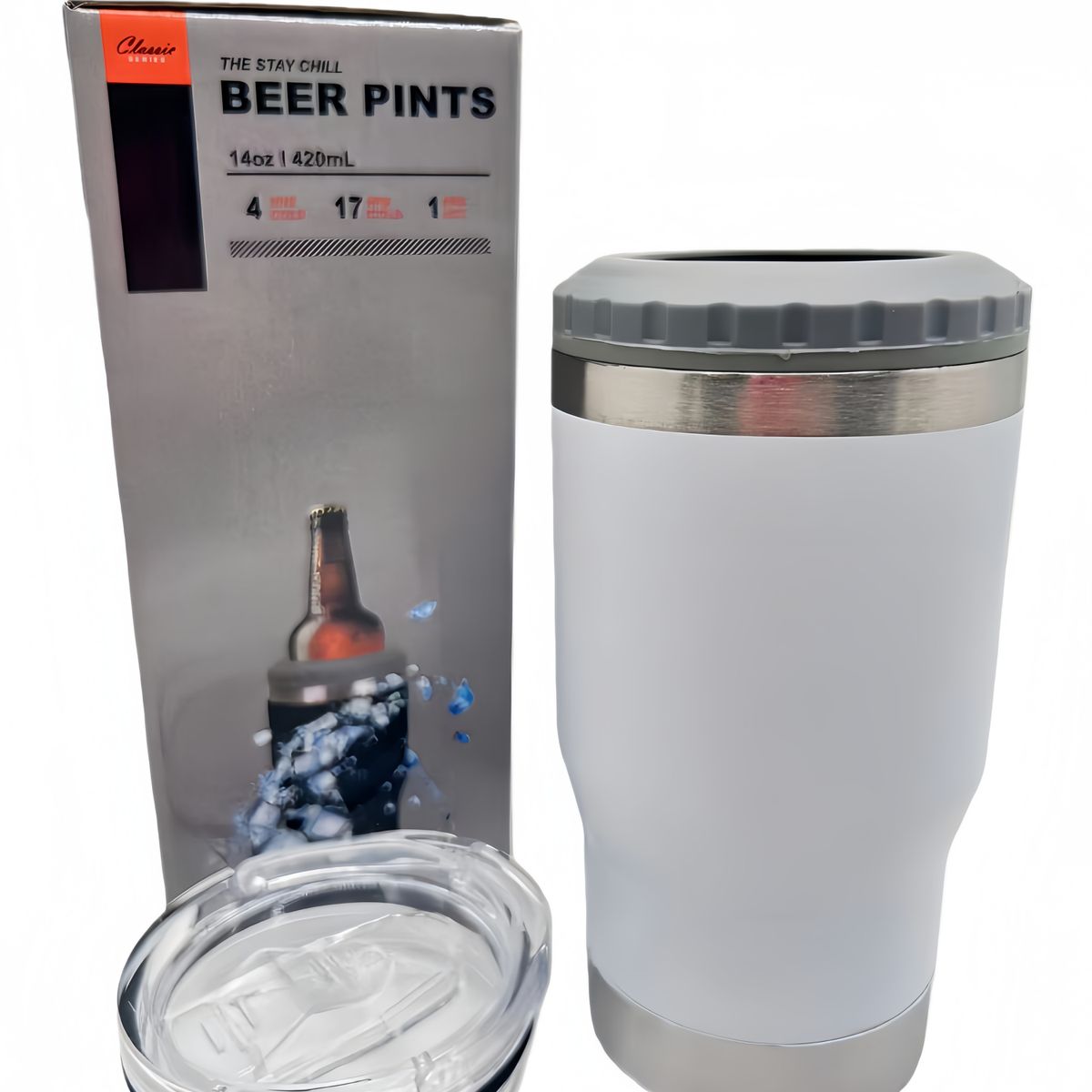 GENERICO - Taza De Cerveza Termo Multifuncional Con Abridor De Botellas Blanco
