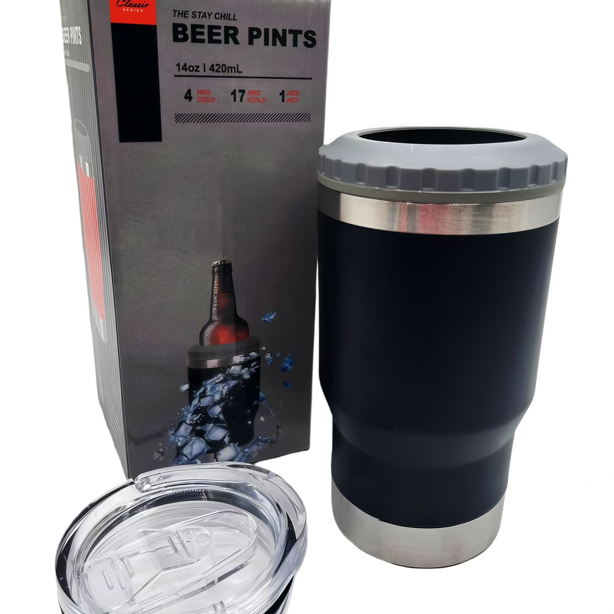 GENERICO - Taza De Cerveza Termo Multifuncional Con Abridor De Botellas Negro