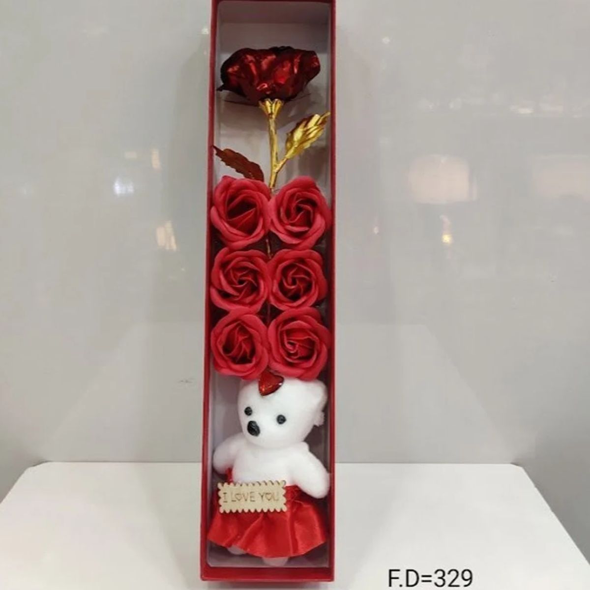 GENERICO - Caja de Regalo con Oso y Rosas Eternas  Edición Especial