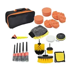 GENERICO - Kit de Limpieza De Auto 21 Piezas Interior Exterior Para Taladro
