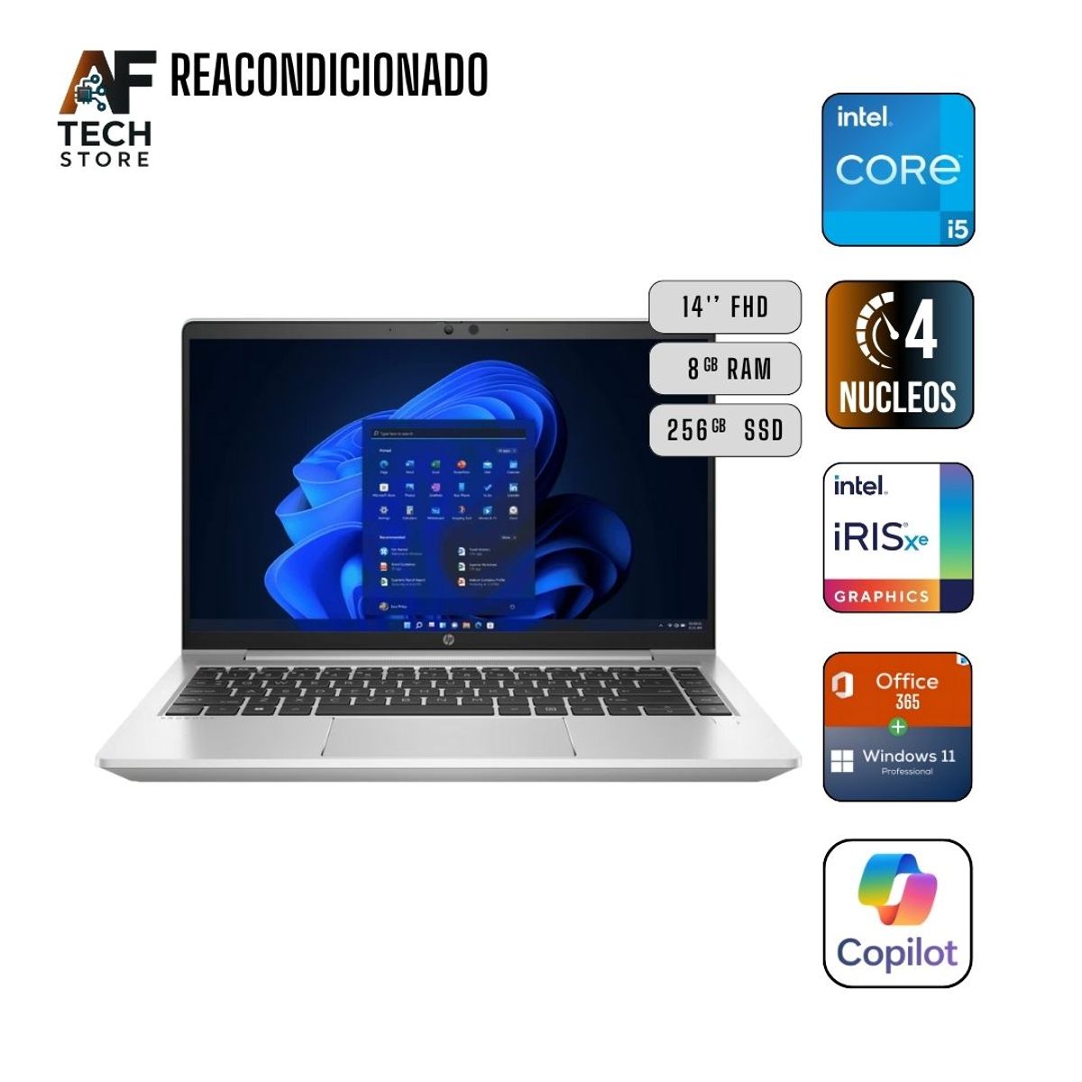 HP - Notebook HP 440 G8 I5 11th 8GB 256GB - Win11+Office - Reacondicionado Profesional