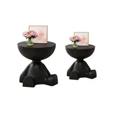 GENERICO - PACK DE 2 MESAS DE ARRIMO ESCULTURAL NEGRO