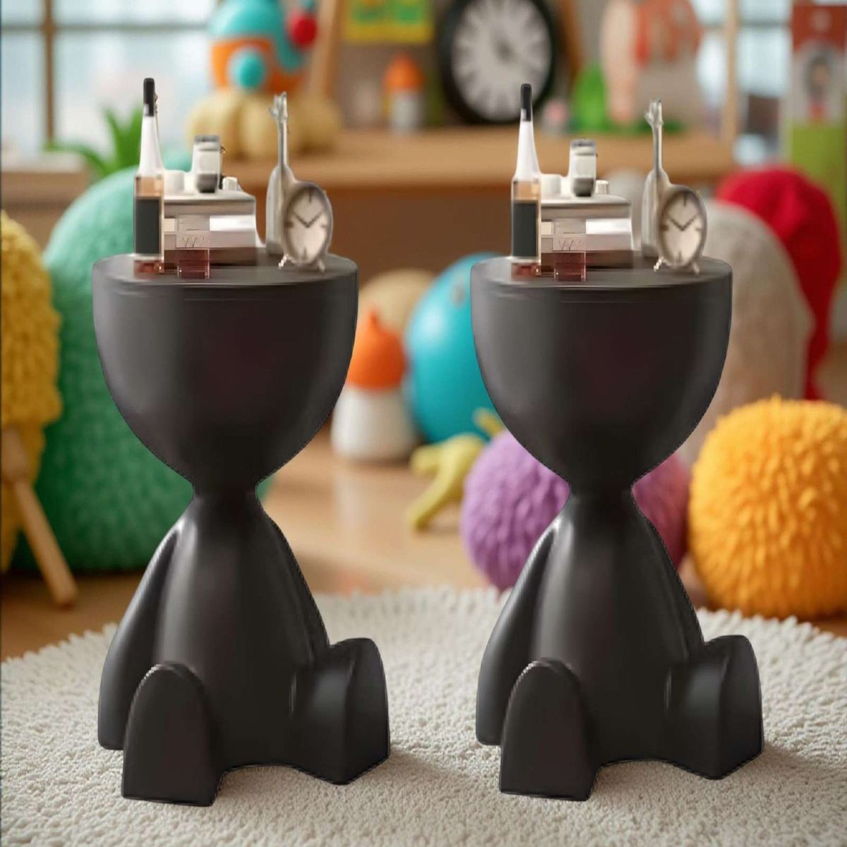 GENERICO - PACK DE 2 MESAS DE ARRIMO ESCULTURAL NEGRO