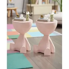 GENERICO - PACK DE 2 MESAS DE ARRIMO ESCULTURAL ROSA