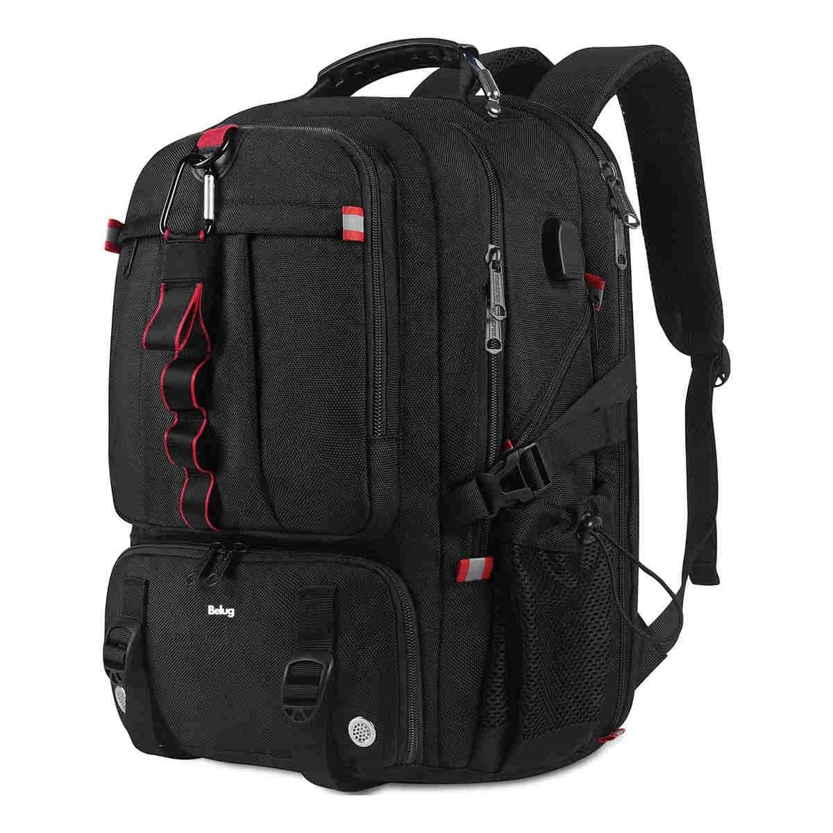 GENERICO - Mochila 50L de Viaje Negra Comp Zapatos y Laptop 17 USB BELUG