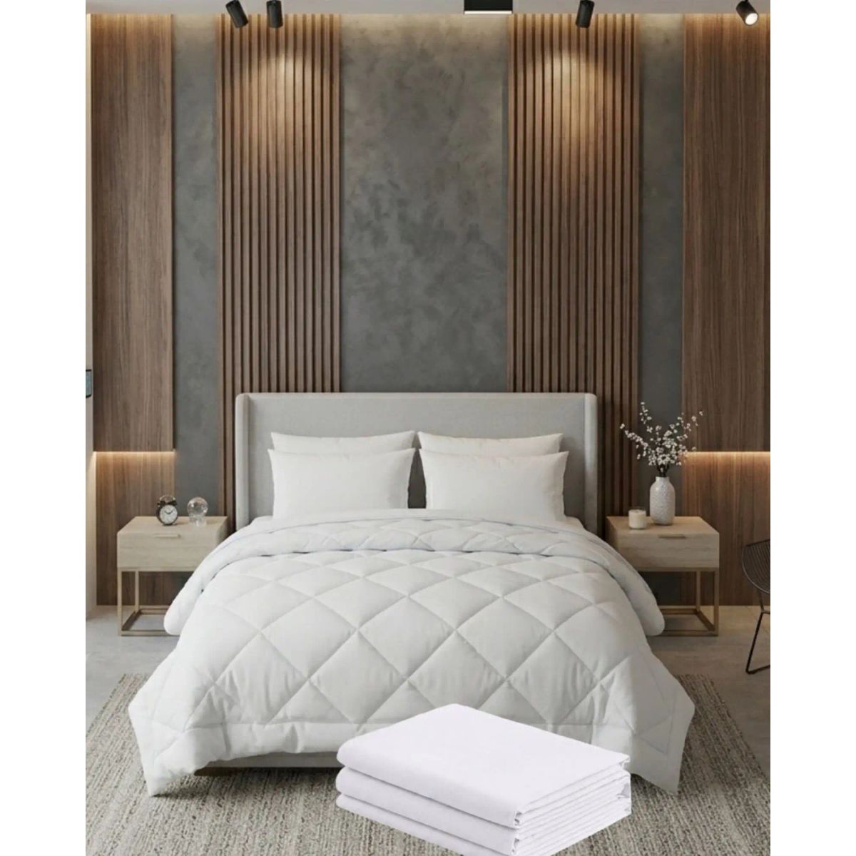 GENERICO - SET SÁBANAS MAS PLUMÓN NORDICO 2 PLAZAS BLANCO 200CM X 230 CM