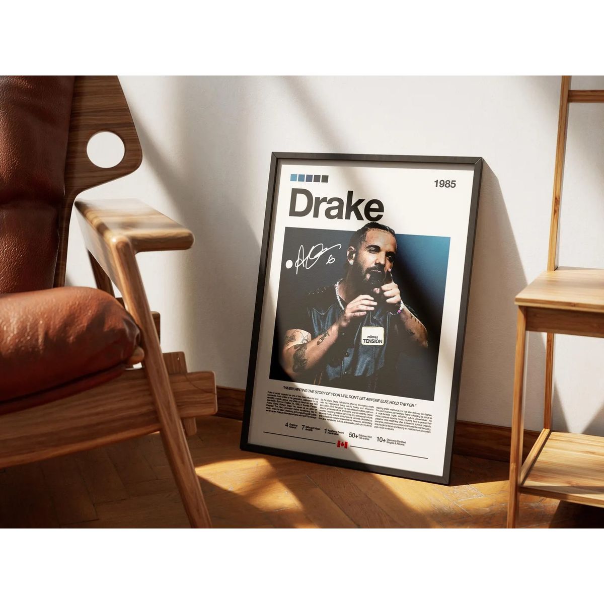 GENERICO - Cuadro De Drake Hip Hop Rap + Marco