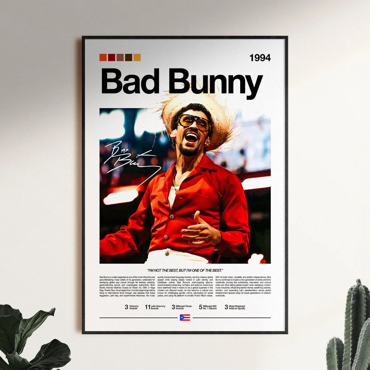 GENERICO - Cuadro Bad Bunny Reguetón + Marco