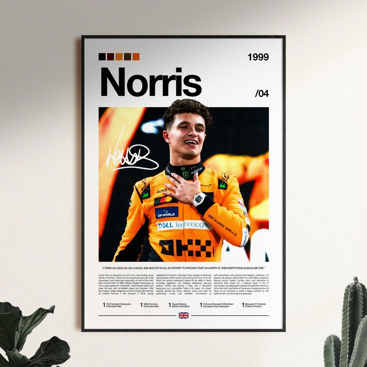 GENERICO - Cuadro campeon Mclaren f1 Lando Norris 4 Formula 1 + Marco